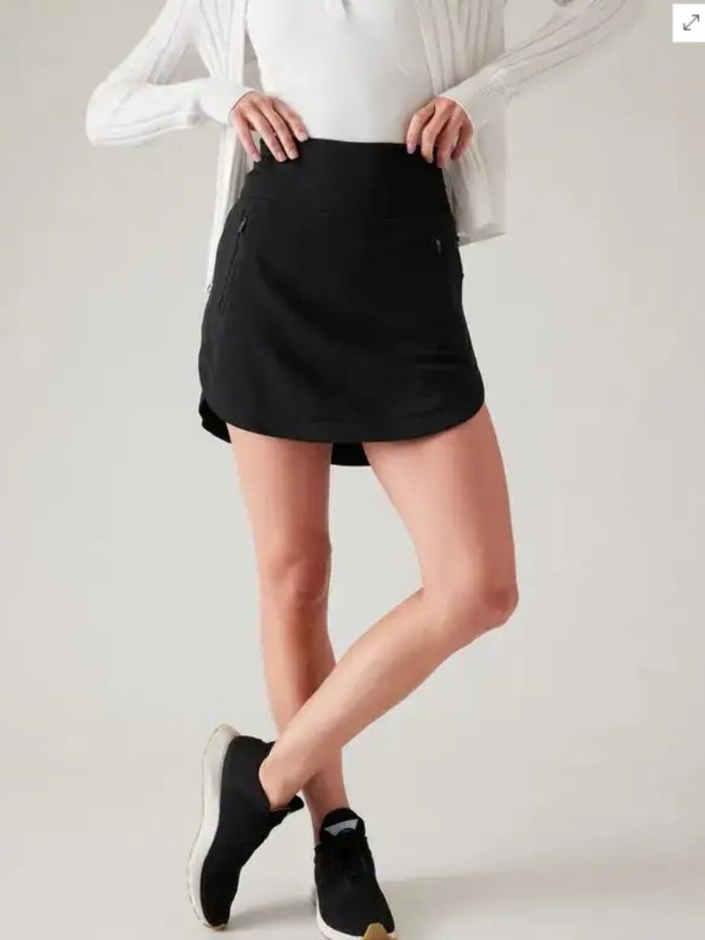Athleta Fairway Golf Skort 18" Jupe Short High Rise Black Athletic Size S